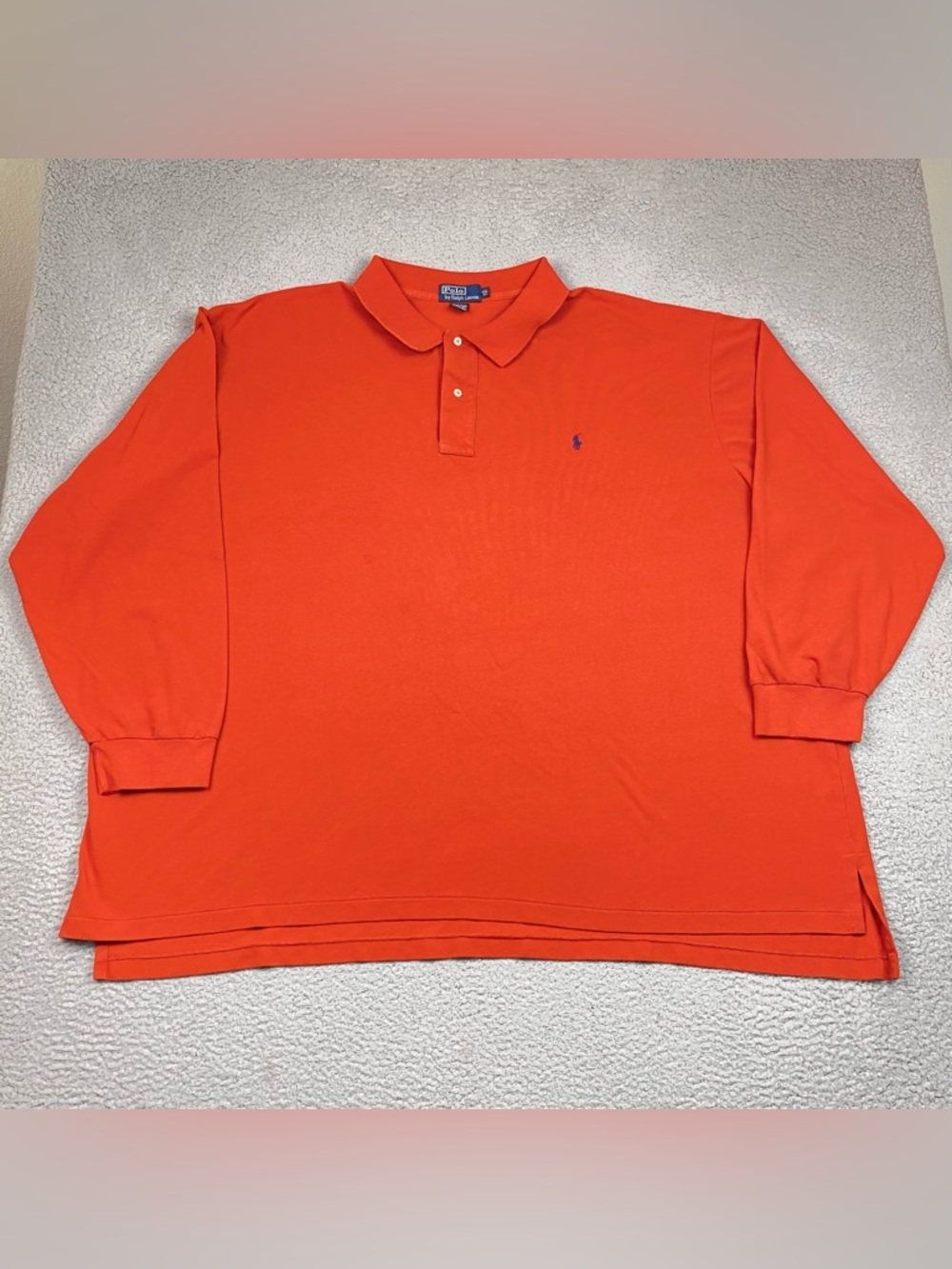 Polo Ralph Lauren Shirt Men's Size 6XL Big Orange Long Sleeve Cotton Collared **